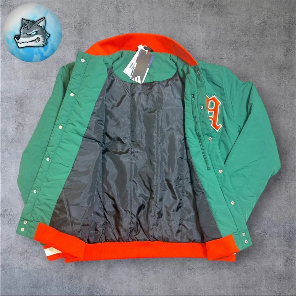 NWT Adidas Miami Hurricanes Coaches Dugout Jacket Green Men's Size 2XL JM9976